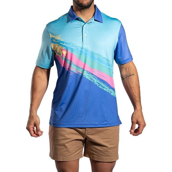 Chubbies Men’s Multicolored Performance Polo Size Large Lightweight Golf Spring - Picture 1 of 7